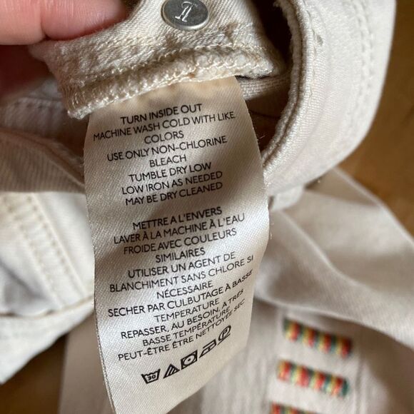 Anthropologie Pilcro Ivory/Cream Slim Boyfriend Tall Jeans With Colorful Embroid - Picture 13 of 16